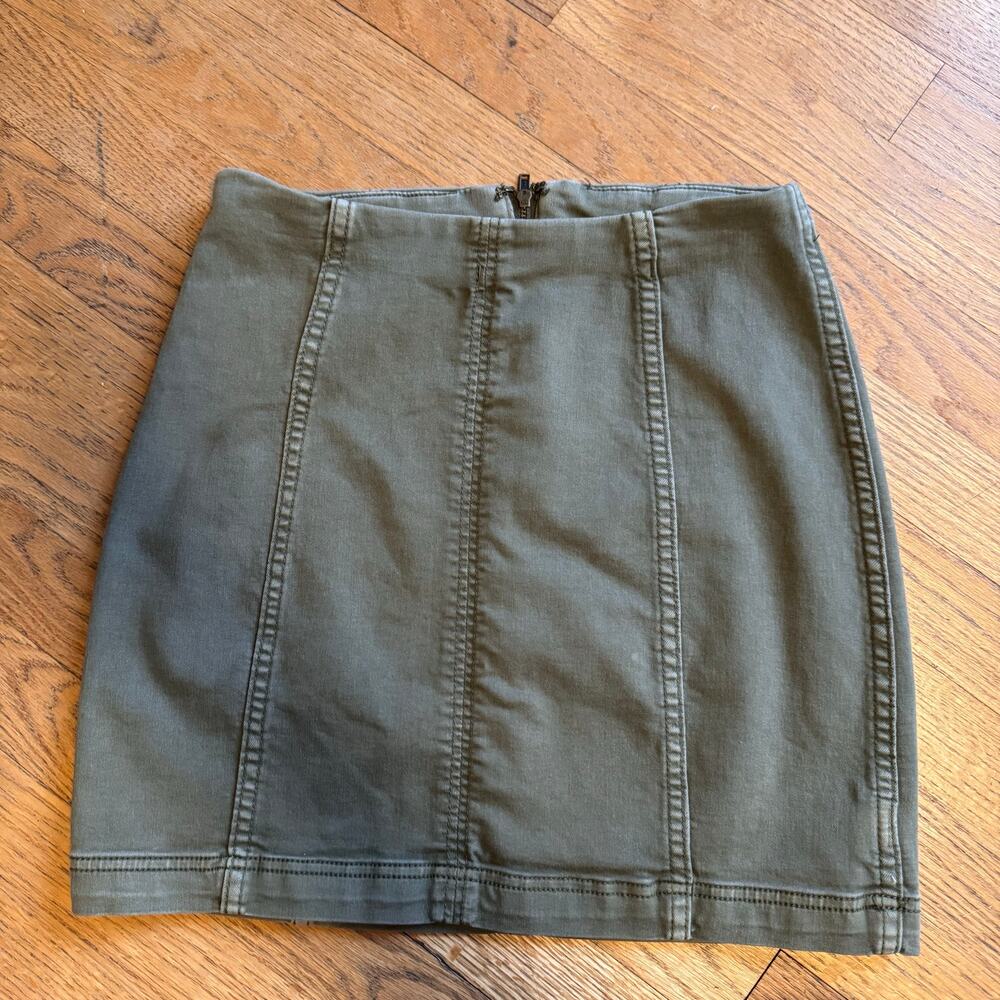 Green Denim Mini Skirt